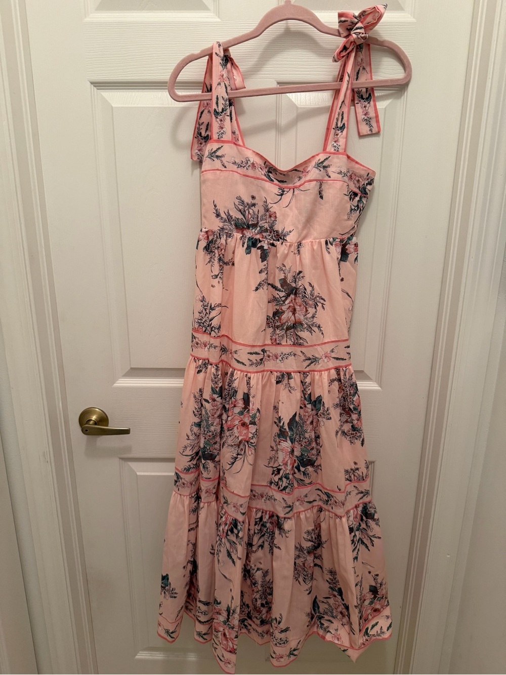 Chicwish Pink Floral Tie-Shoulder Midi Dress